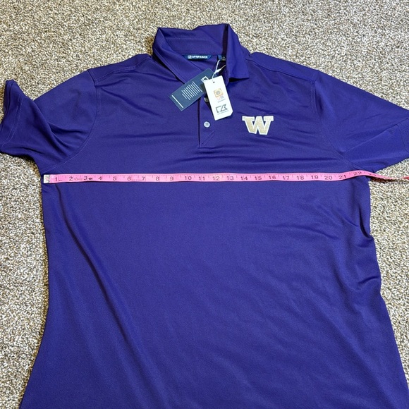 Washington Huskies Cutter & Buck Virtue Eco Pique Recycled Polo - Purple. Size L - Picture 9 of 12